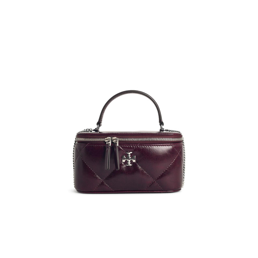 Tory Burch Vanity Burgundy Leather Bag In Red