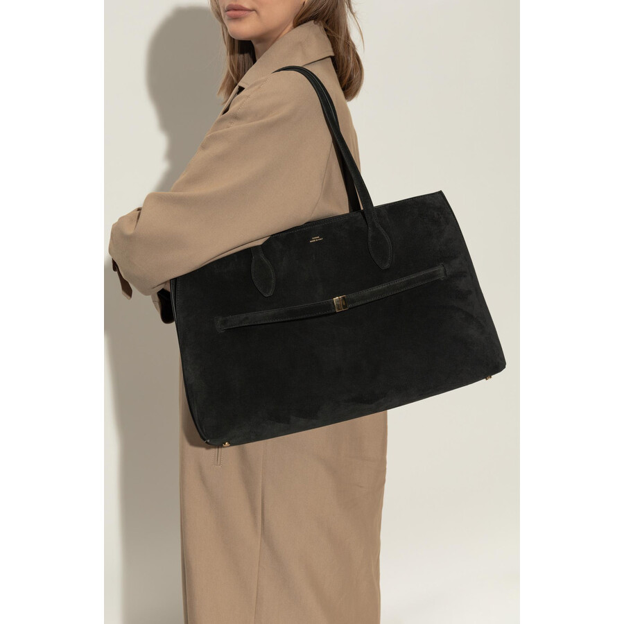 Totême Toteme Lounge Suede Leather Tote Bag In Black