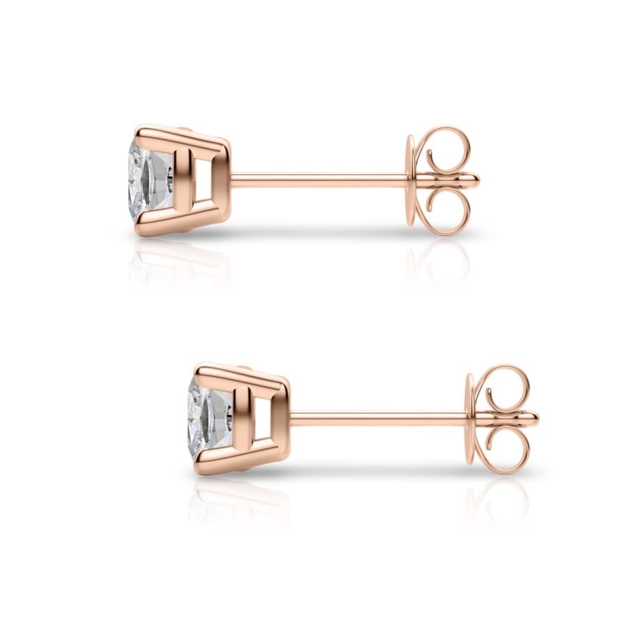 Tresorra 14k Rose Gold Cushion Cut Earth Mined Diamond Stud  Earrings In Pink