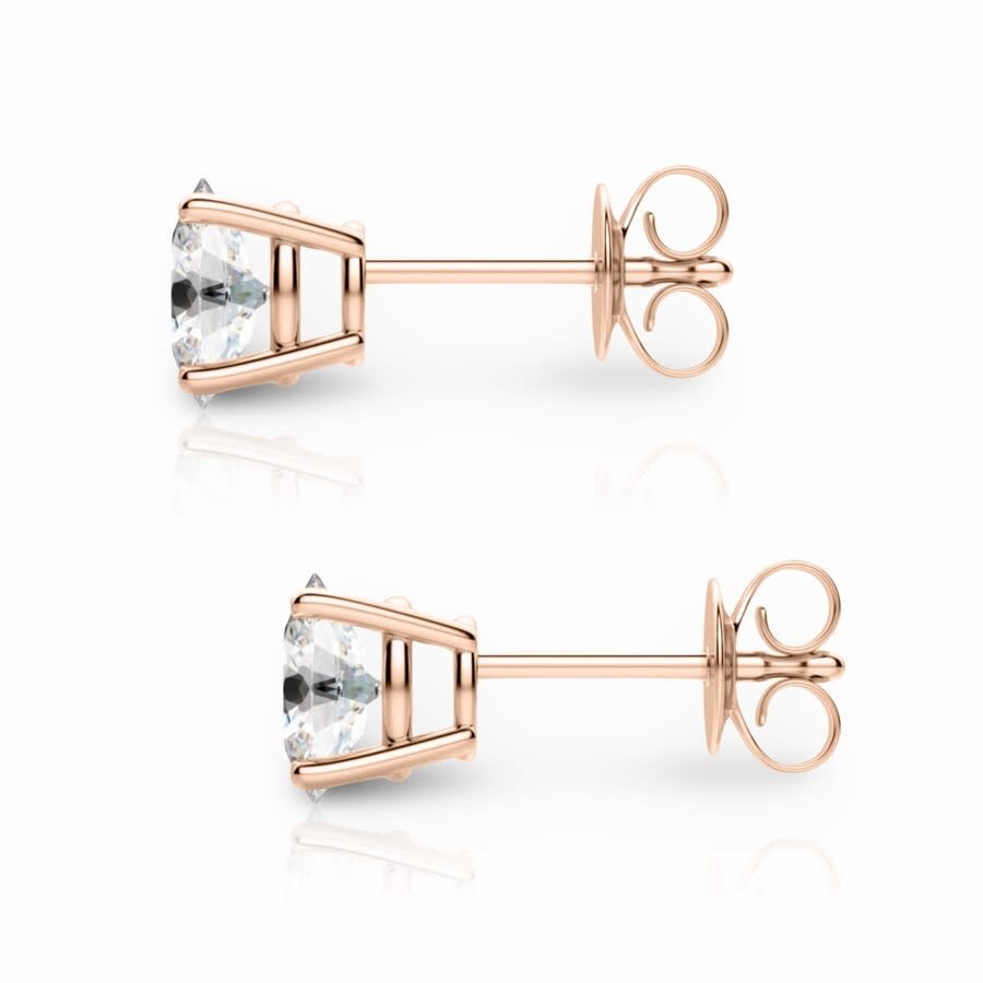 Tresorra 14k Rose Gold Oval Cut Earth Mined Diamond Stud Earrings In Pink