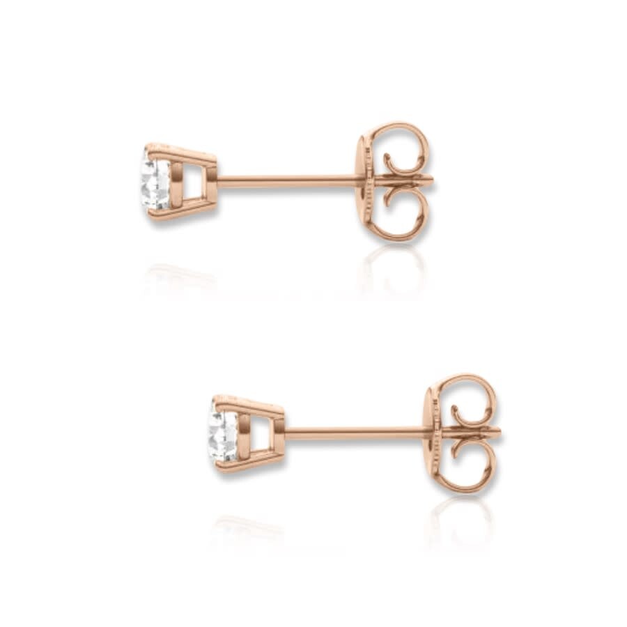 Tresorra 14k Rose Gold Round Cut Earth Mined Diamond Stud Earrings In Pink