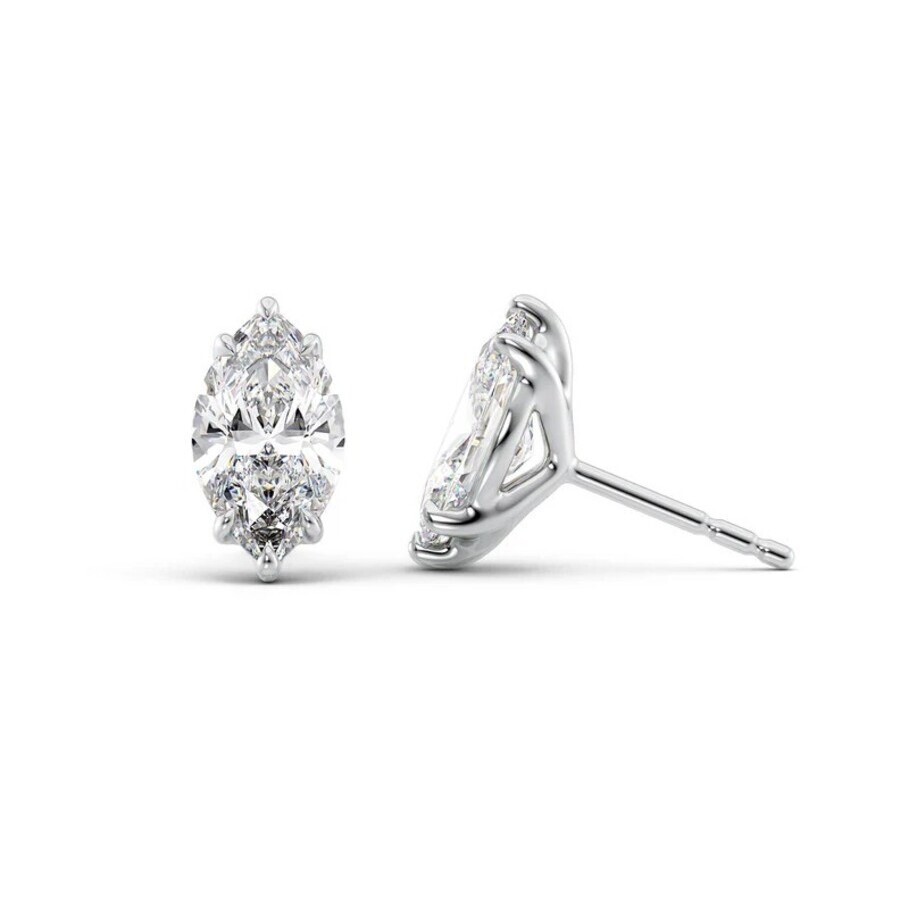 Tresorra 14k White Gold 4 Ctw Marquise Cut Lab-grown Diamond Igi Certified Stud Earrings In White