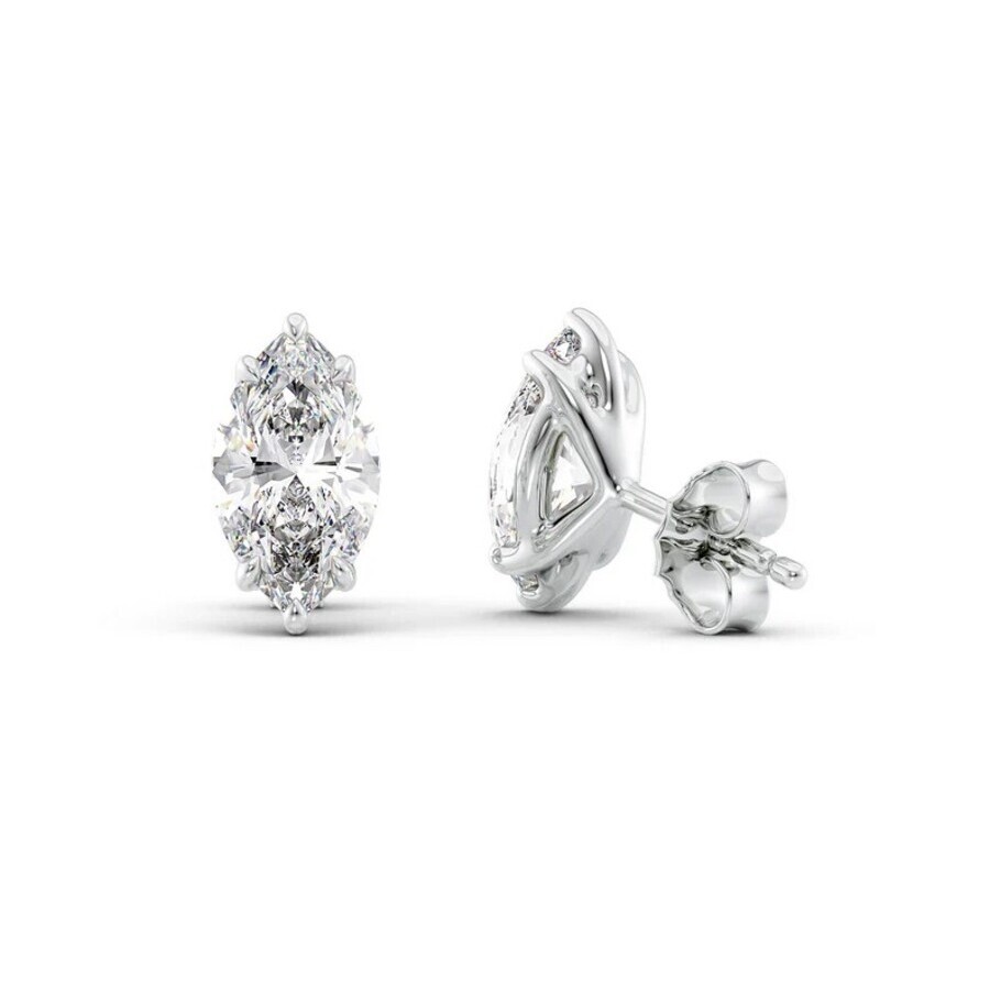 Tresorra 14k White Gold 4 Ctw Marquise Cut Lab-grown Diamond Igi Certified Stud Earrings In White
