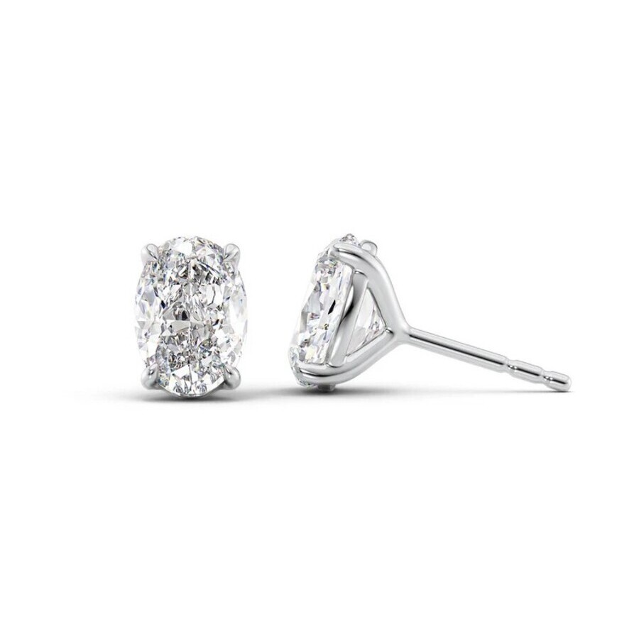 Tresorra 14k White Gold 4 Ctw Oval Cut Lab-grown Diamond Igi Certified Stud Earrings In White
