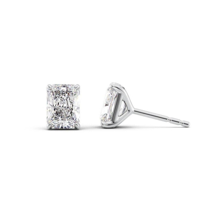 Tresorra 14k White Gold 4 Ctw Radiant Cut Lab-grown Diamond Igi Certified Stud Earrings In White