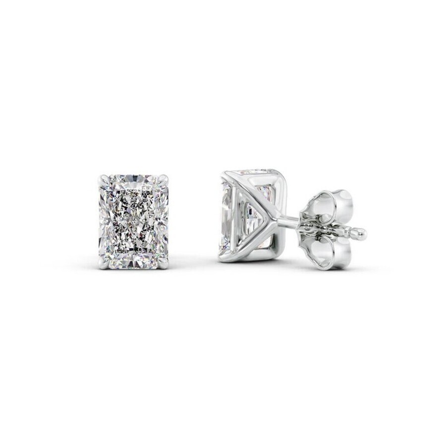 Tresorra 14k White Gold 4 Ctw Radiant Cut Lab-grown Diamond Igi Certified Stud Earrings In White
