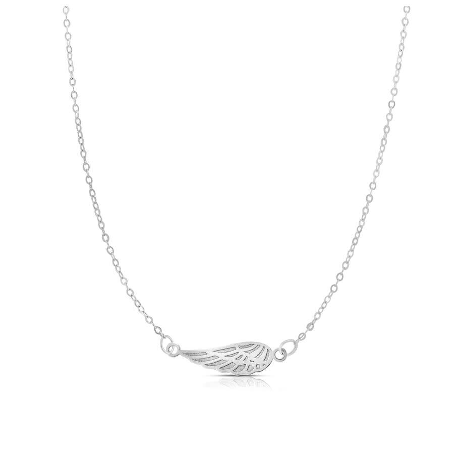 Tresorra 14k White Gold Angel Wing Necklace In Yellow