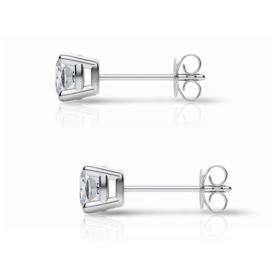 Tresorra 14k White Gold Cushion Cut Earth Mined Diamond Stud Earrings In White