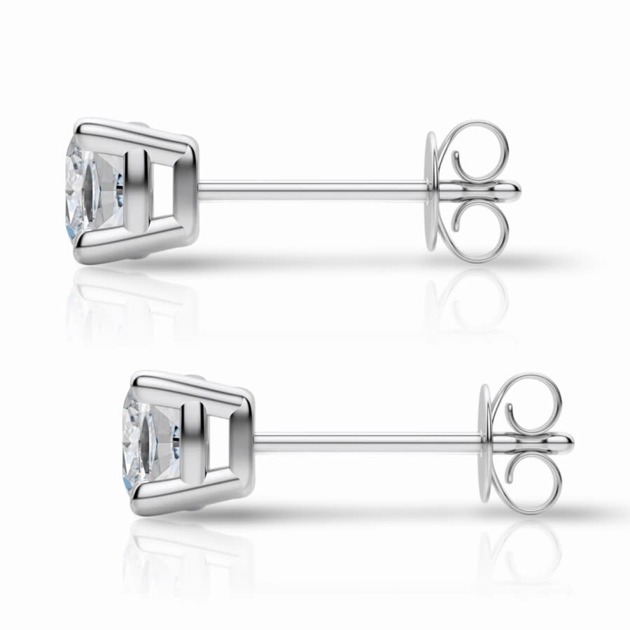 Tresorra 14k White Gold Cushion Cut Earth Mined Diamond Stud Earrings In White