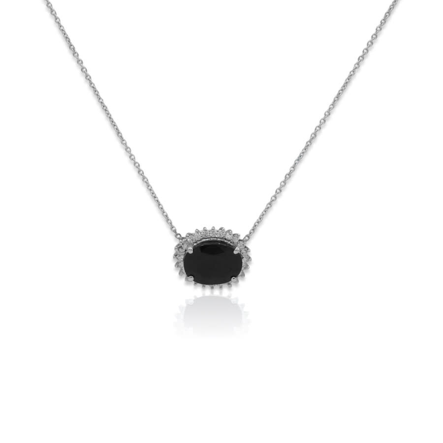 Tresorra 14k White Gold Garnet & Diamond Pendant Necklace In White