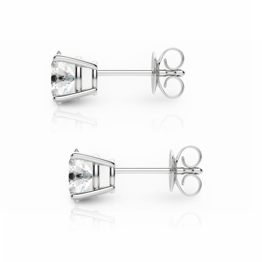 Tresorra 14k White Gold Oval Cut Earth Mined Diamond Stud Earrings In White