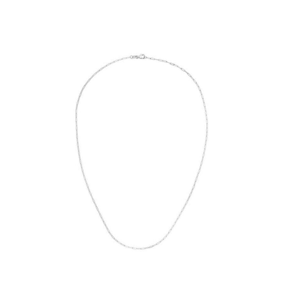 Tresorra 14k White Gold Paperclip Chain Necklace In White