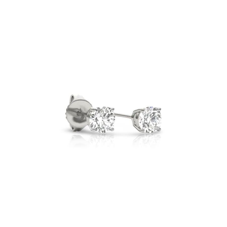 Tresorra 14k White Gold Round Cut Earth Mined Diamond Stud Earrings In White