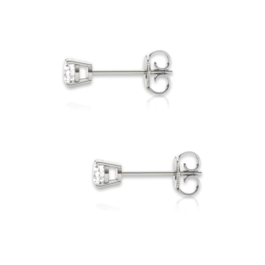 Tresorra 14k White Gold Round Cut Earth Mined Diamond Stud Earrings In White