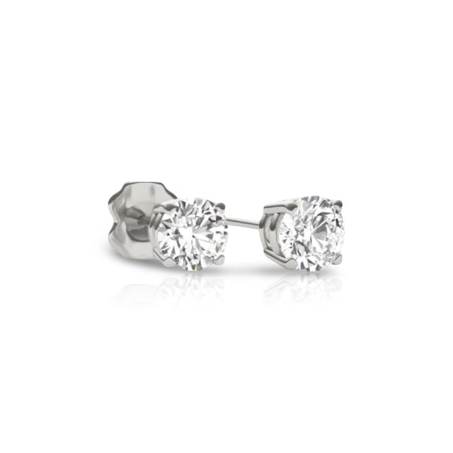 Tresorra 14k White Gold Round Cut Earth Mined Diamond Stud Earrings In White