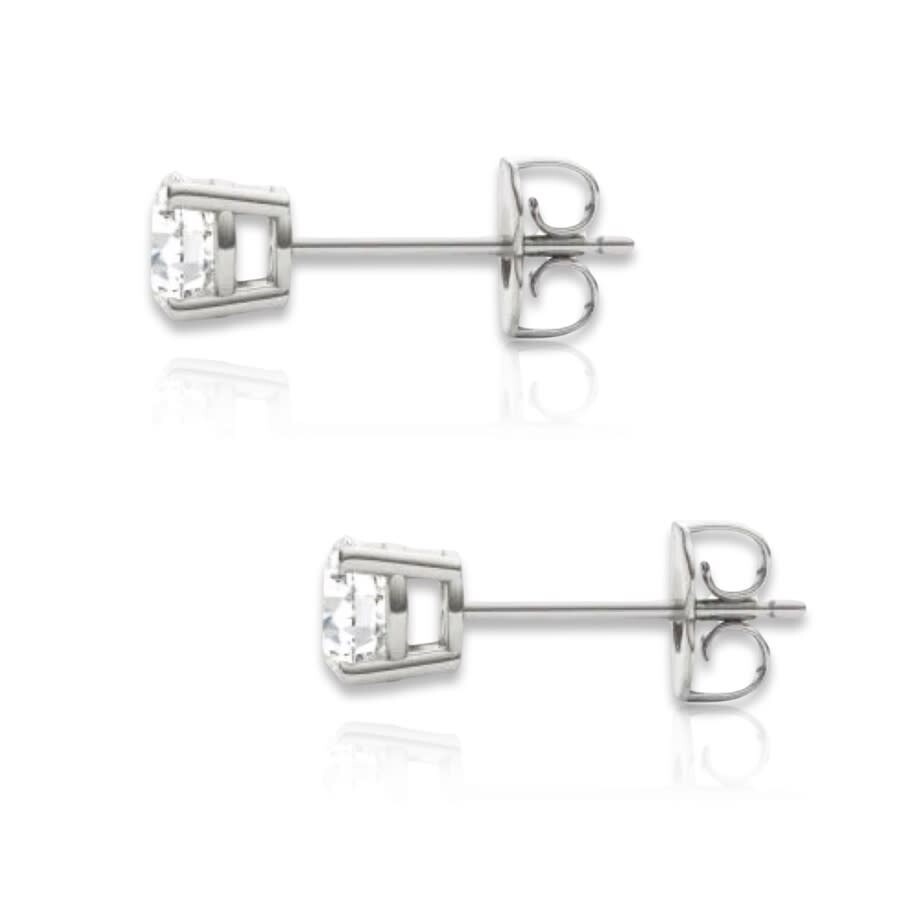 Tresorra 14k White Gold Round Cut Earth Mined Diamond Stud Earrings In White