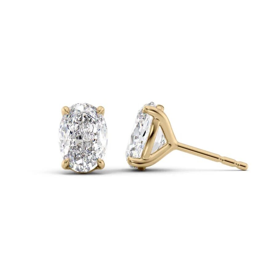 Tresorra 14k Yellow Gold 4 Ctw Oval Cut Lab-grown Diamond Igi Certified Stud Earrings In Yellow