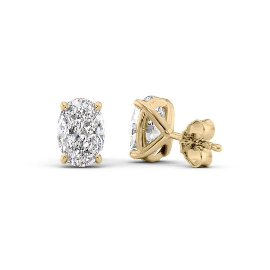 Tresorra 14k Yellow Gold 4 Ctw Oval Cut Lab-grown Diamond Igi Certified Stud Earrings In Yellow