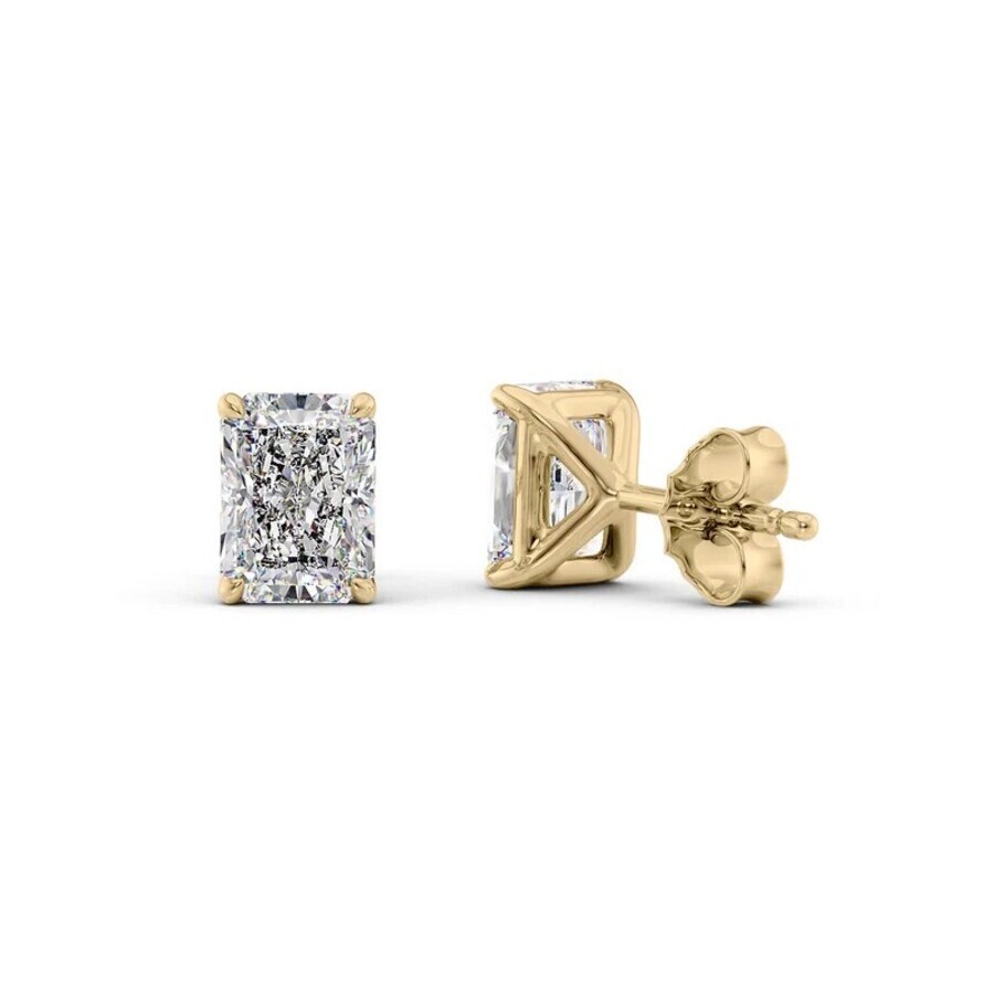 Tresorra 14k Yellow Gold 4 Ctw Radiant Cut Lab-grown Diamond Igi Certified Stud Earrings In Yellow