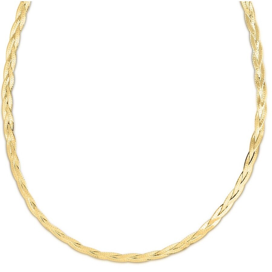 Tresorra 14k Yellow Gold Braided Herringbone Chain Necklace In Yellow