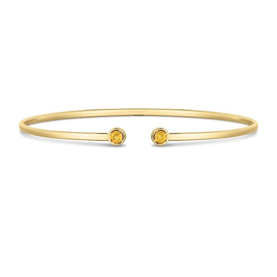 Tresorra 14k Yellow Gold Citrine Open Cuff Bangle Bracelet In Yellow