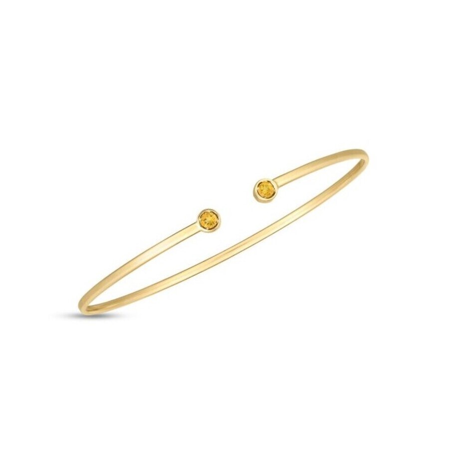 Tresorra 14k Yellow Gold Citrine Open Cuff Bangle Bracelet In Yellow