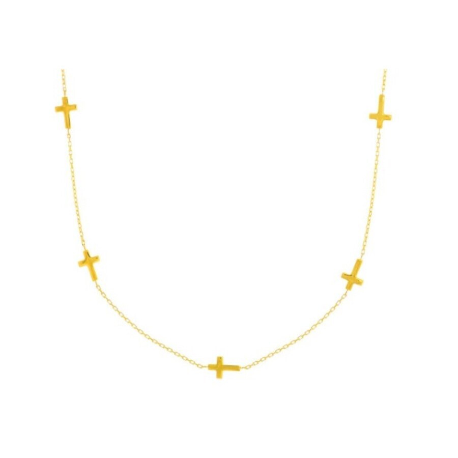 TRESORRA TRESORRA 14K YELLOW GOLD CROSS STATION NECKLACE