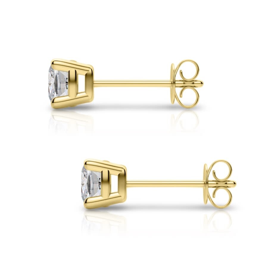 Tresorra 14k Yellow Gold Cushion Cut Earth Mined Diamond Stud Earrings In Yellow