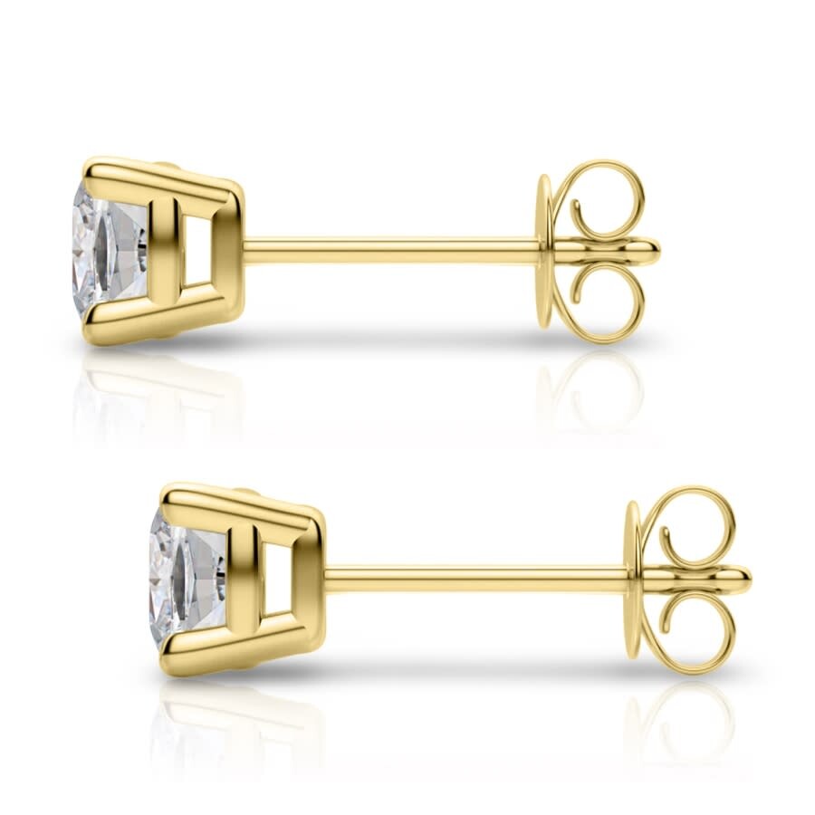 Tresorra 14k Yellow Gold Cushion Cut Earth Mined Diamond Stud  Earrings In Yellow