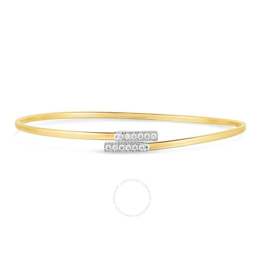 Tresorra 14k Yellow Gold Diamond Bypass Bar Bangle Bracelet In Yellow
