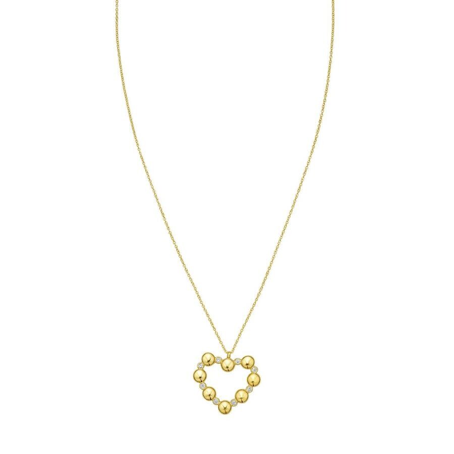 Tresorra 14k Yellow Gold Diamond Heart Bauble Necklace In Yellow