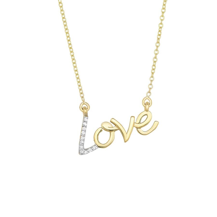 Tresorra 14k Yellow Gold Diamond "love" Necklace In Yellow