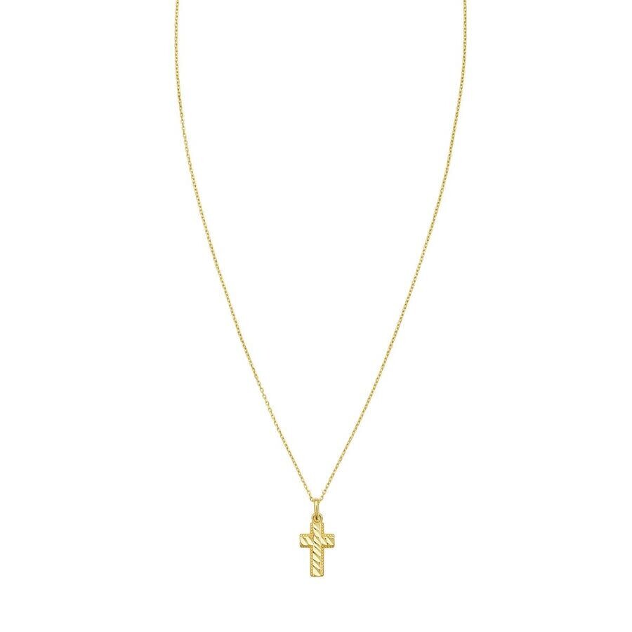 Tresorra 14k Yellow Gold Diamond-cut Cross Necklace In Yellow