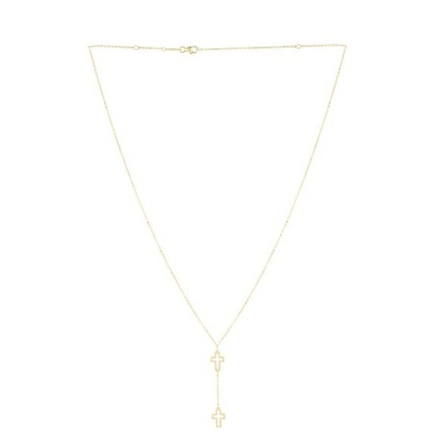 Tresorra 14k Yellow Gold Double Cross Drop Necklace In Yellow