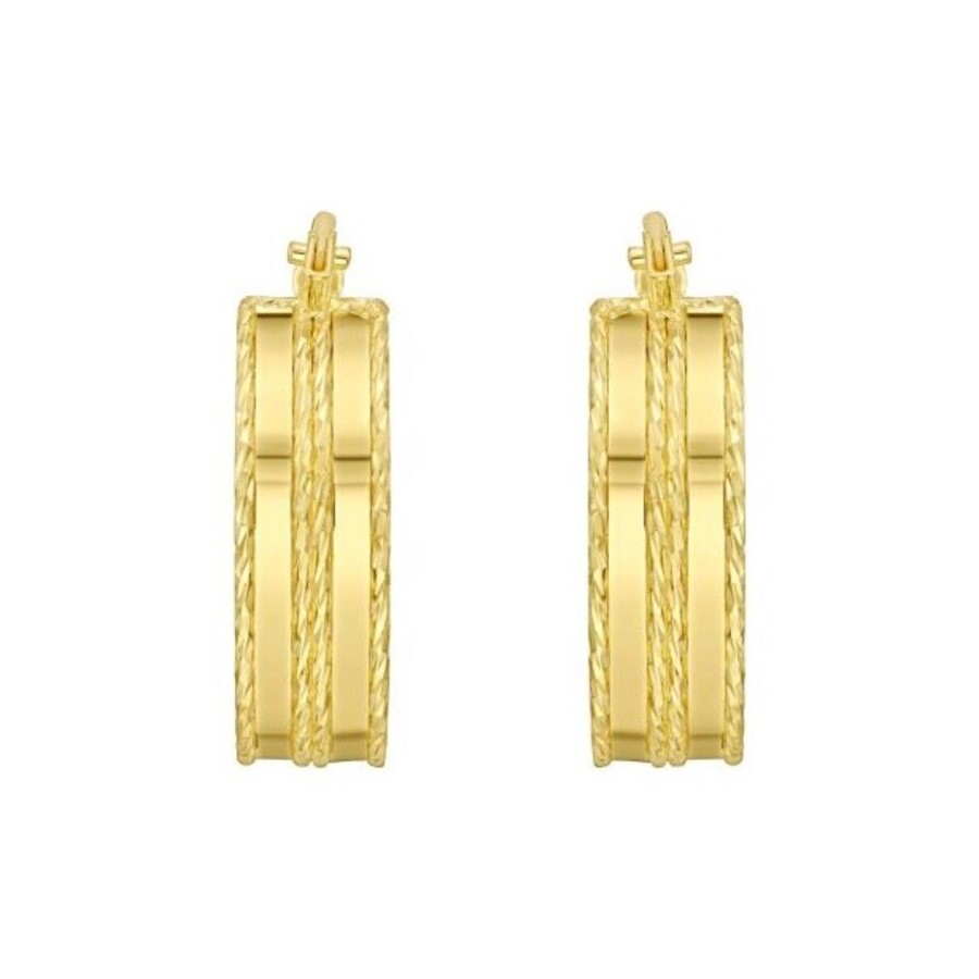 Tresorra 14k Yellow Gold Double Sparkle Spring Hoop Earrings In Yellow