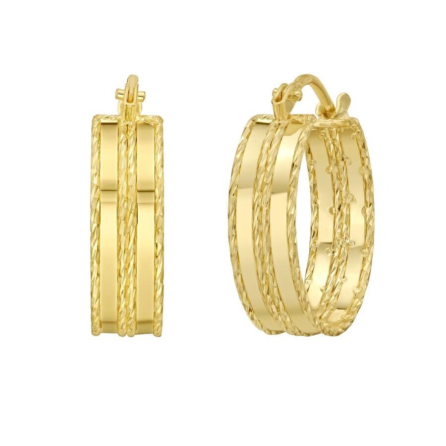 Tresorra 14k Yellow Gold Double Sparkle Spring Hoop Earrings In Yellow