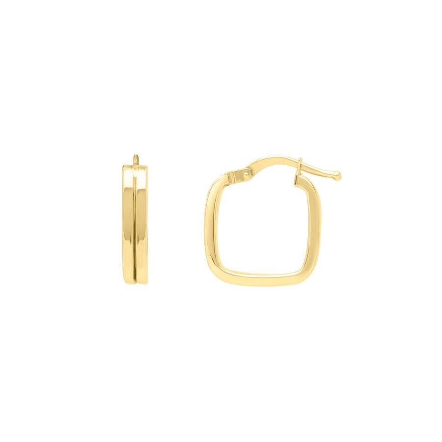 Tresorra 14k Yellow Gold Double Square Tube Hoop Earrings In Yellow