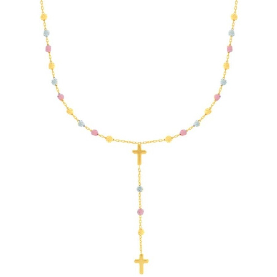 TRESORRA TRESORRA 14K YELLOW GOLD DROP CROSS ROSARY NECKLACE