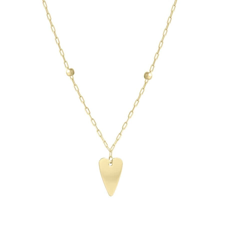 Tresorra 14k Yellow Gold Elongated Heart & Bead Station Necklace In Yellow