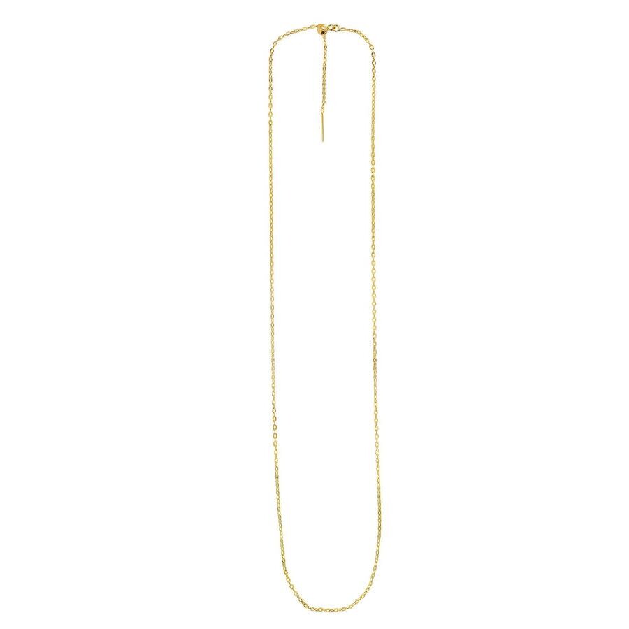 Tresorra 14k Yellow Gold Endless Adjustable Flat Cable Chain Necklace In Yellow