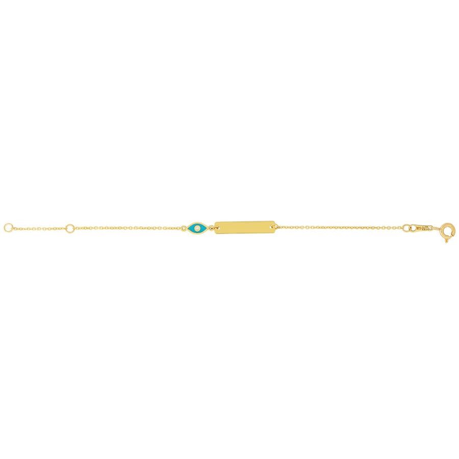 Tresorra 14k Yellow Gold Evil Eye Id Bracelet In Yellow