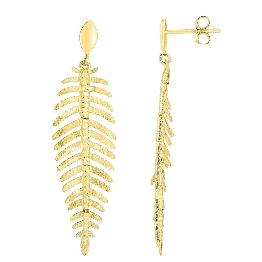 Tresorra 14k Yellow Gold Fancy Leafy Earrings In Yellow