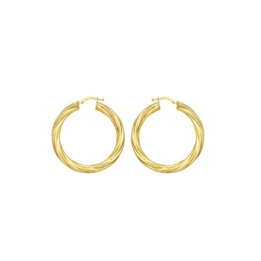 Tresorra 14k Yellow Gold Full Twist Large Hoop Earrings In Yellow