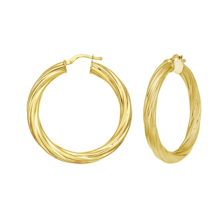 Tresorra 14k Yellow Gold Full Twist Large Hoop Earrings In Yellow
