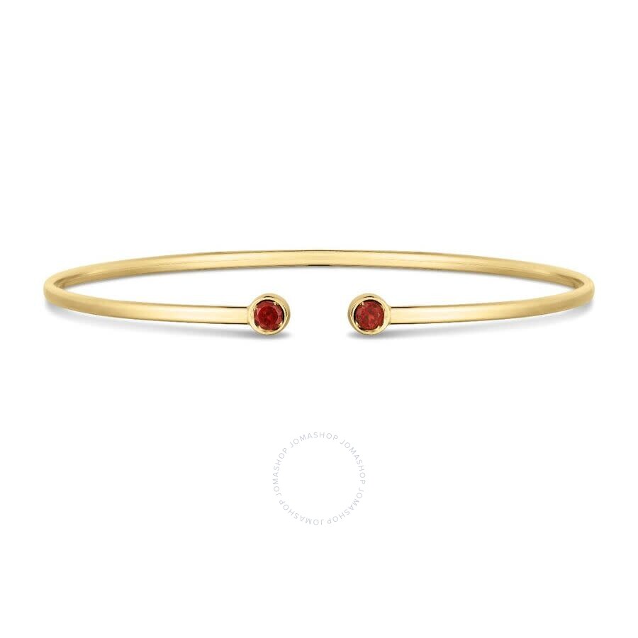 Tresorra 14k Yellow Gold Garnet Open Cuff Bangle Bracelet In Yellow