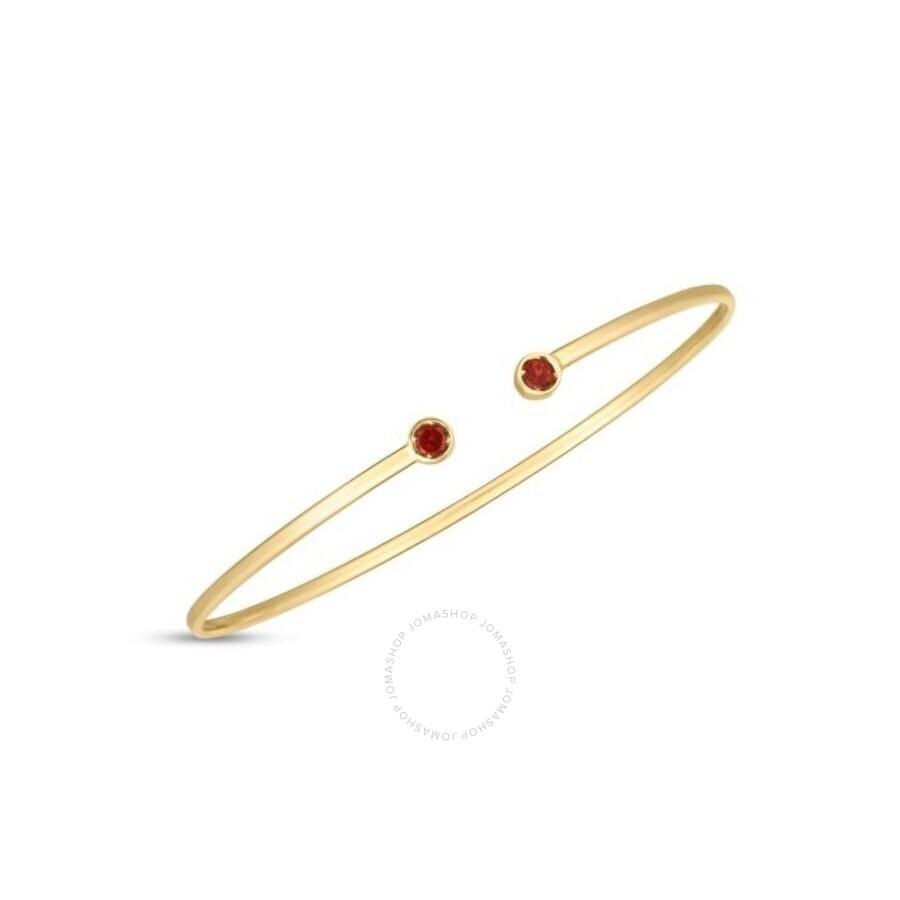 Tresorra 14k Yellow Gold Garnet Open Cuff Bangle Bracelet In Yellow
