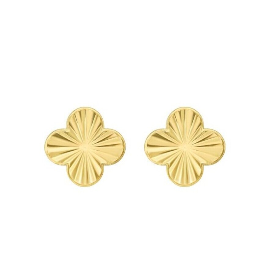 Tresorra 14k Yellow Gold Golden Clover Stud Earrings In Yellow