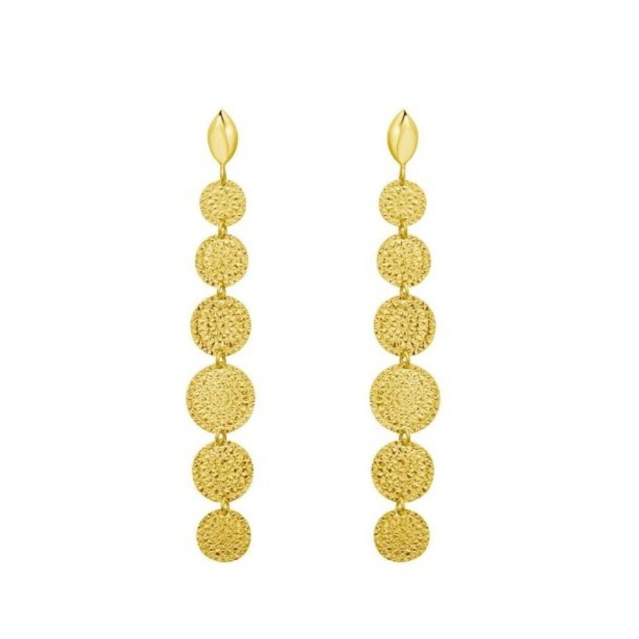 Tresorra 14k Yellow Gold Hammered Pebble Drop Earrings In Yellow