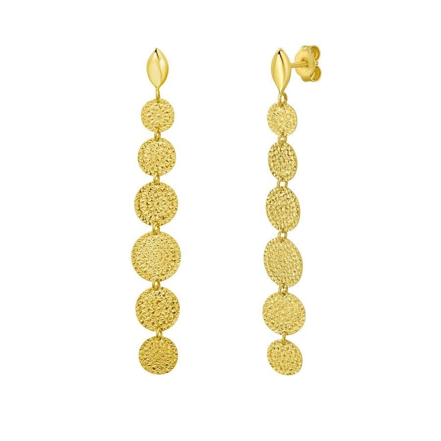 Tresorra 14k Yellow Gold Hammered Pebble Drop Earrings In Yellow