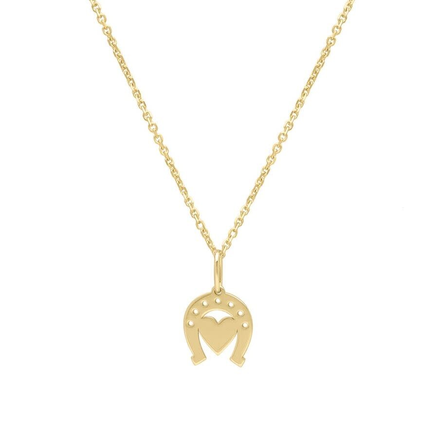 Tresorra 14k Yellow Gold Heart & Horseshoe Pendant Necklace In Yellow